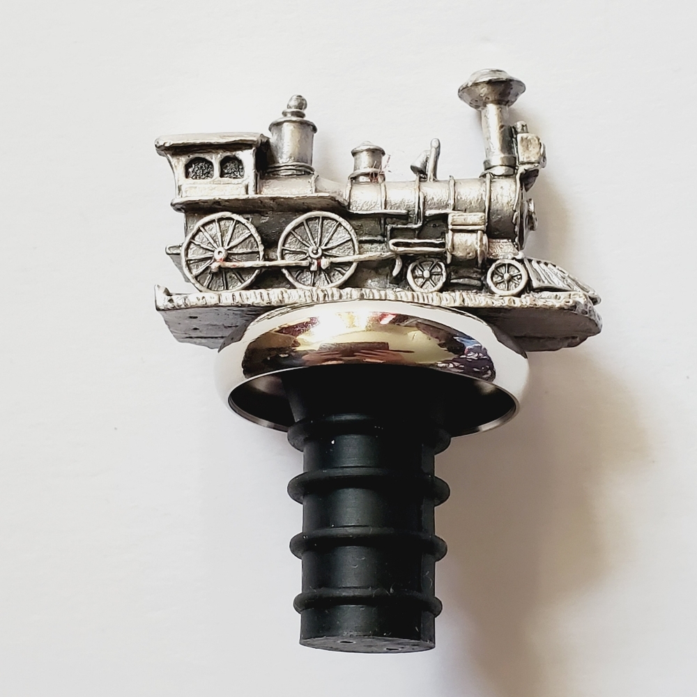 Solid Pewter Train Engine Bottle Stopper